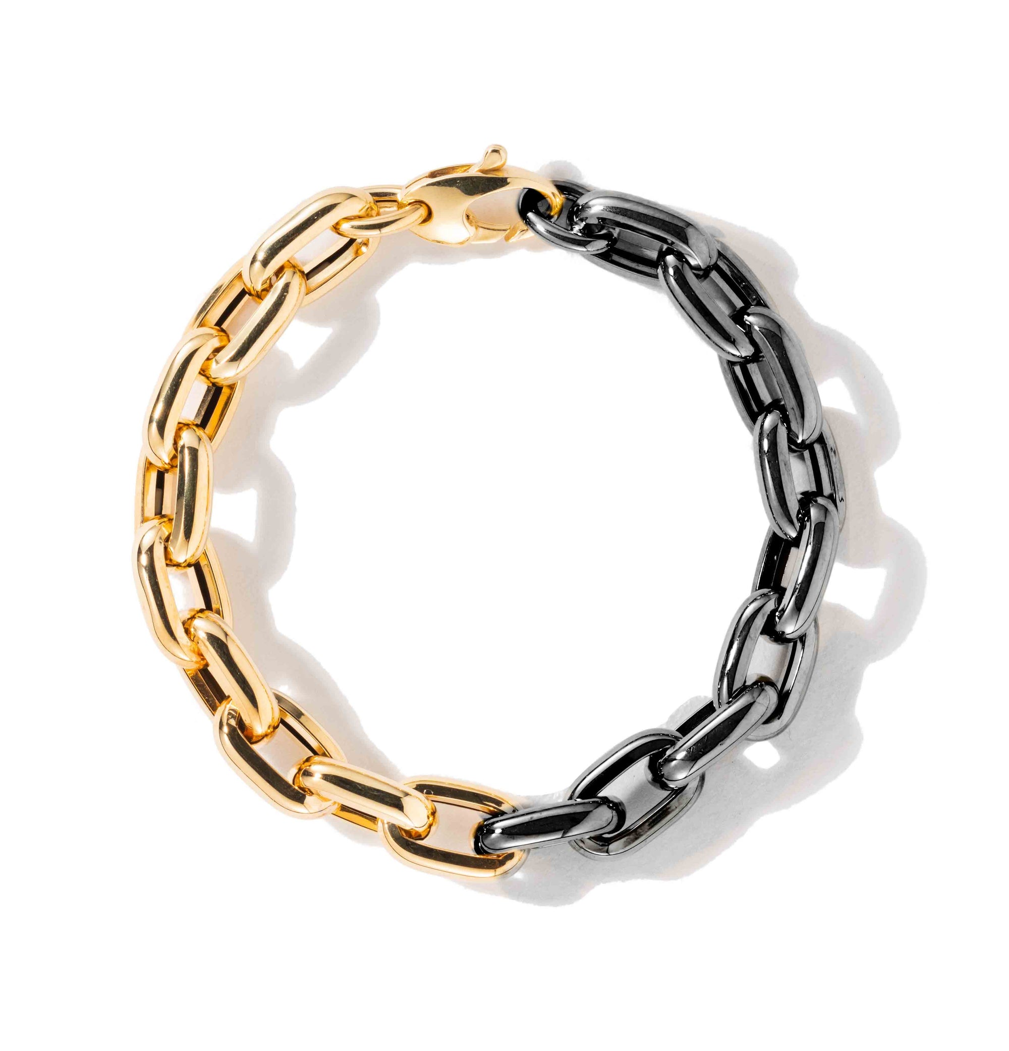 18K Black and Yellow Gold Bold Links Chain Bracelet
