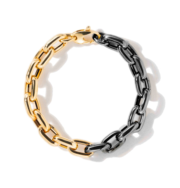 18K Black and Yellow Gold Bold Links Chain Bracelet
