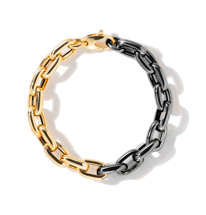18K Black and Yellow Gold Bold Links Chain Bracelet