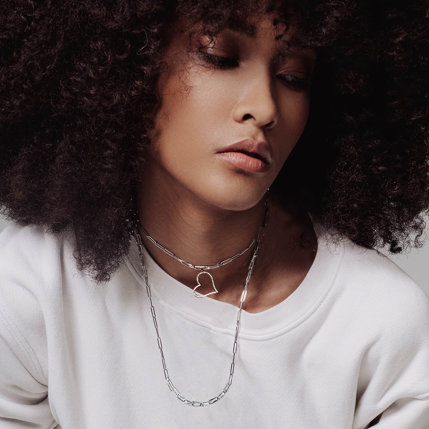 Bi-Colour Paperclip Chain Choker in Black and White Gold
