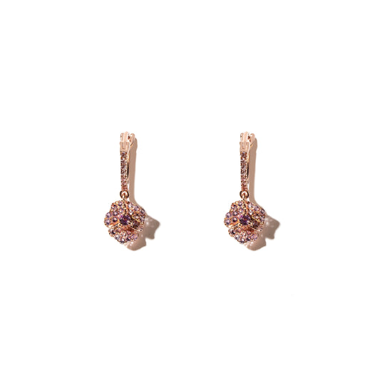 Bloom Petit Flower Amethyst Hoop Earrings in Rose Gold