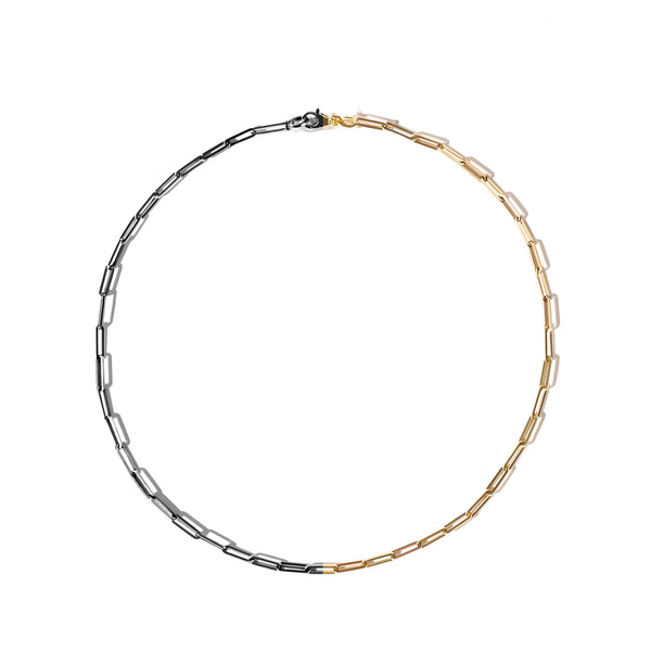 Bi-Colour Paperclip Chain Choker in Black and Yellow Gold
