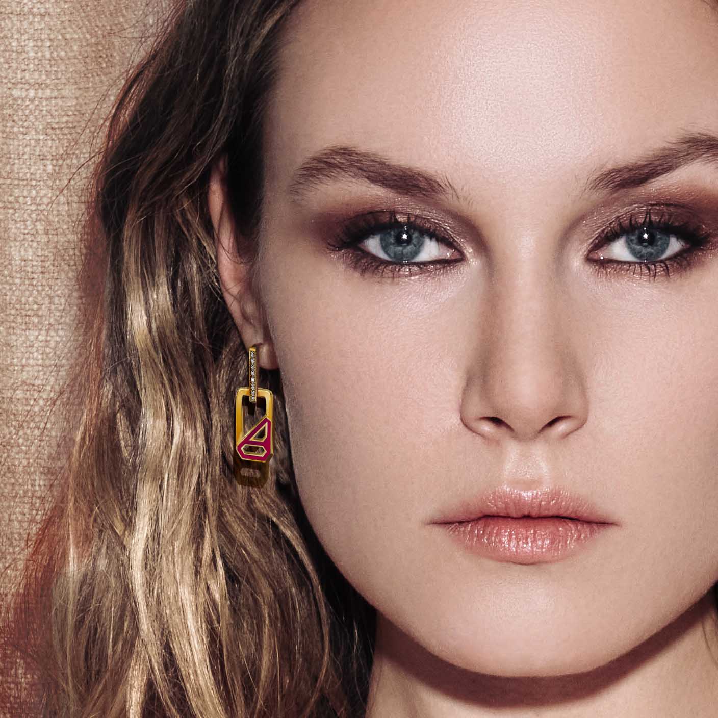 DNA Tango Red Enamel Single Drop Earring