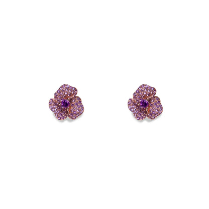 Bloom Mini Flower Amethyst Earrings in Rose Gold