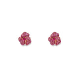Bloom Mini Flower Dark Pink Sapphire Earrings in Rose Gold
