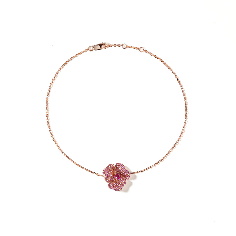 Bloom Mini Flower Light Pink Sapphire Bracelet in Rose Gold