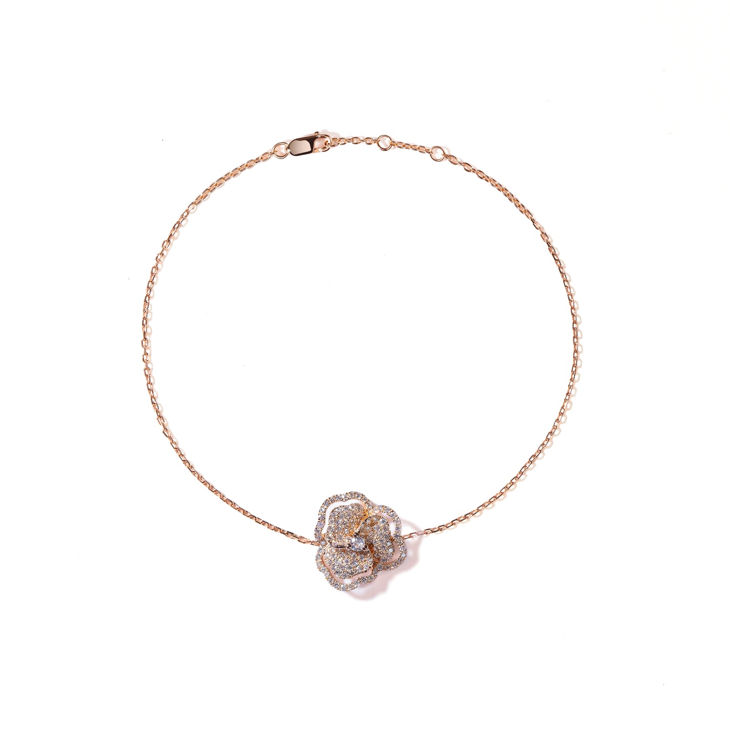 Bloom Mini Flower Halo White Diamond Bracelet