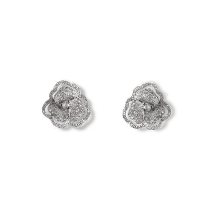 Bloom Mini Halo White Diamond Earrings