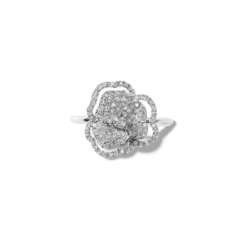 Bloom Mini Flower Halo White Diamond Ring