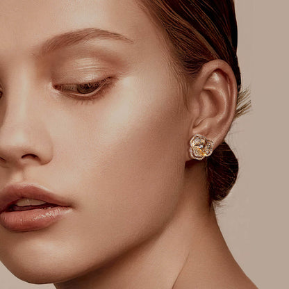 Bloom Mini Halo White Diamond Earrings