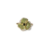 Bloom Small Flower Green Diamonds Ring in Yellow Gold