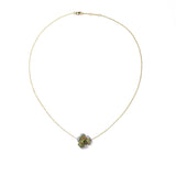 Bloom Small Flower Green Diamonds Necklace in Yellow Gold