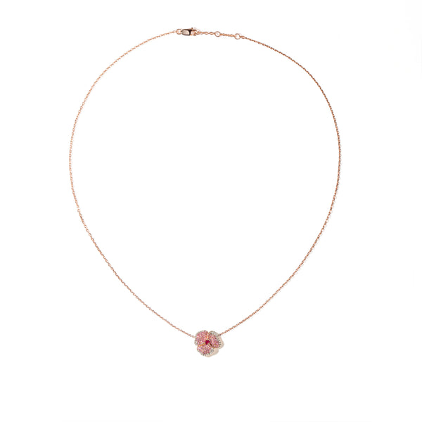 Bloom Small Flower Light Pink Sapphire Necklace in Rose Gold
