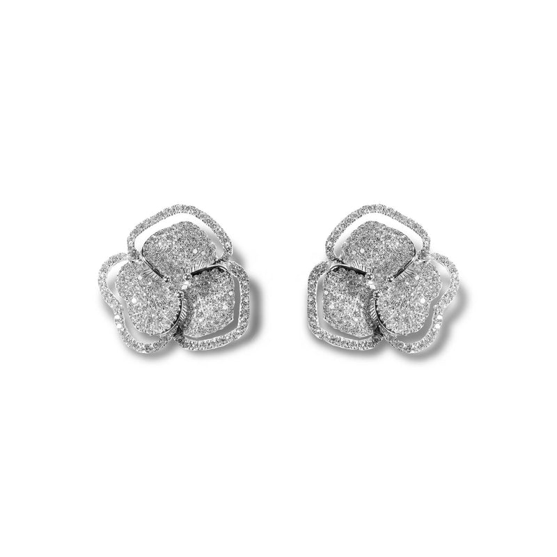 Bloom Small Halo Flower Diamond Earrings