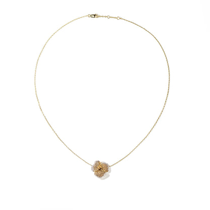 Bloom Small Flower Smoky Quartz Necklace in Yellow Gold