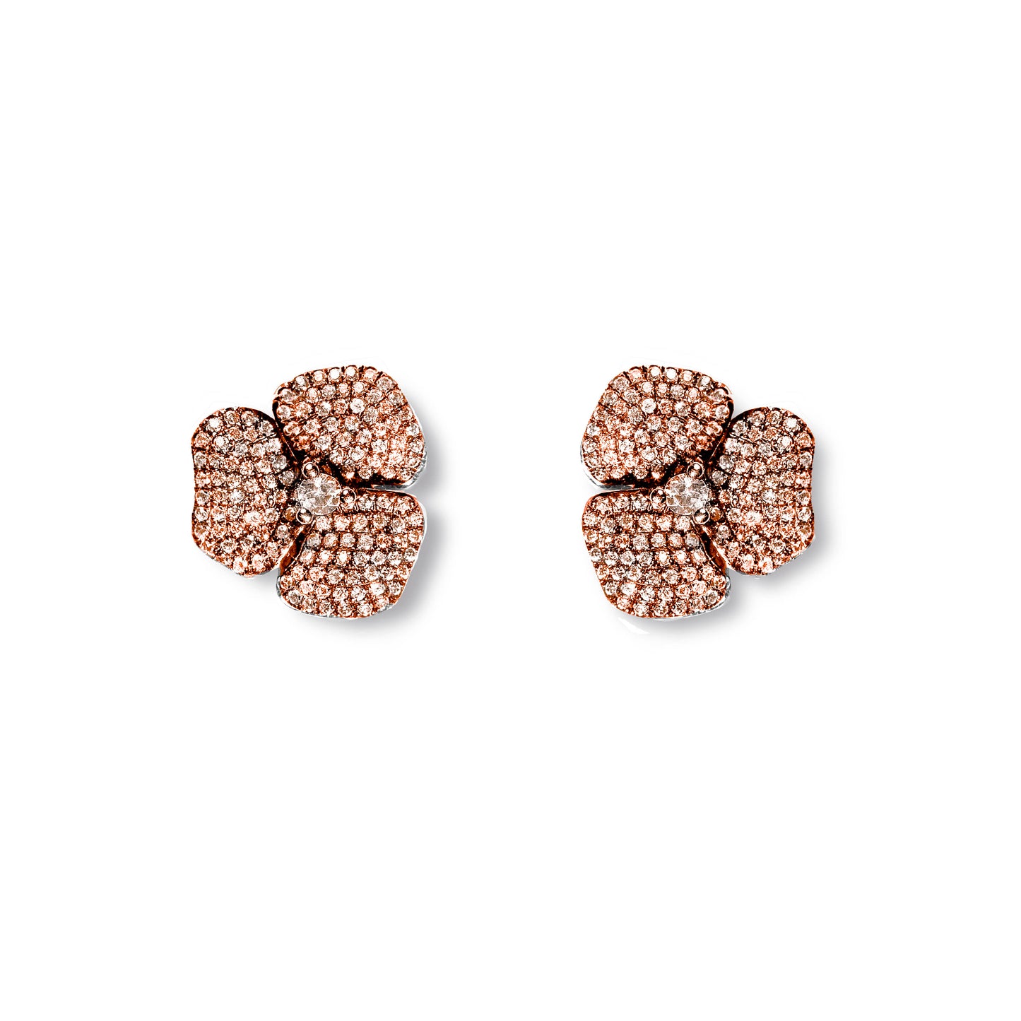 Bloom Small  White Diamond Earrings