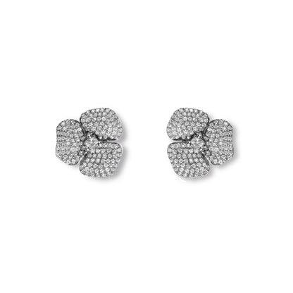Bloom Small  White Diamond Earrings