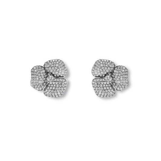 Bloom Small Flower White Diamond Earrings