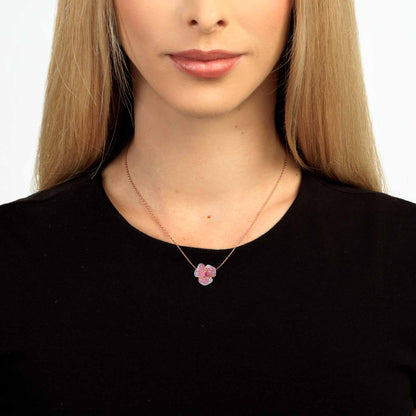 Bloom Small Flower Light Pink Sapphire Necklace in Rose Gold