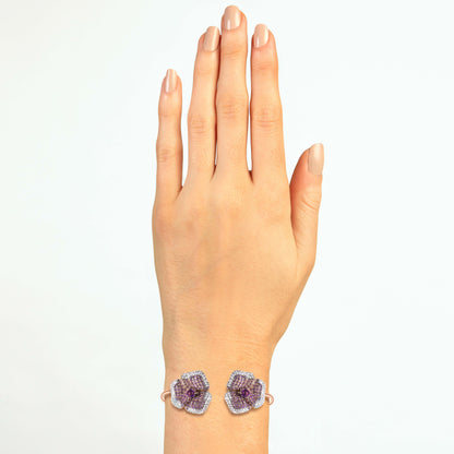 Bloom Medium Flower Amethyst Bangle in Rose Gold