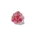 Bloom Large Flower Pink Sapphire Ring in Rose Gold