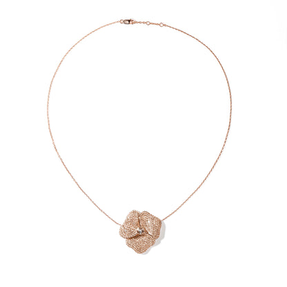 Bloom Large Flower White Diamond Necklace