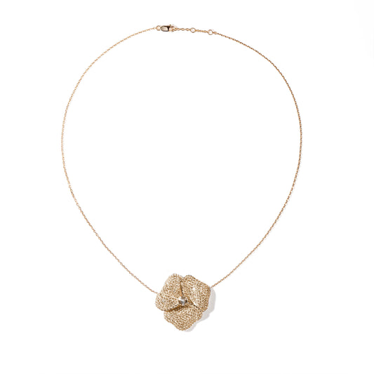 Bloom Large Flower White Diamond Necklace
