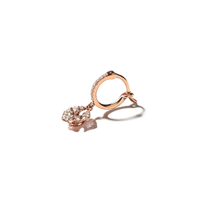 Bloom Petit Flower White Diamonds Hoop Earrings in Gold