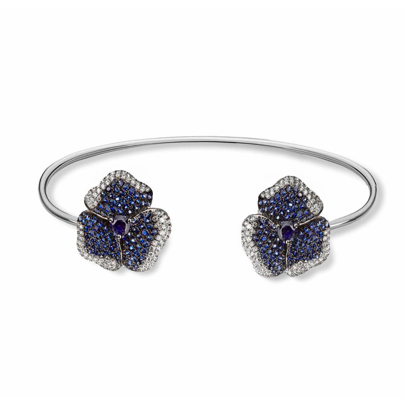 Roberto Coin Love In Verona Bracelet 18k White Gold Diamond and Blue  Sapphire Bangle