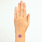Bloom Medium Flower Dark Pink Sapphire Bracelet in Rose Gold