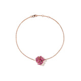 Bloom Mini Flower Dark Pink Sapphire Bracelet in Rose Gold
