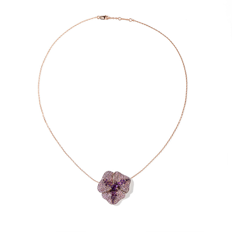 Bloom Large Flower Amethyst Necklace in Rose Gold