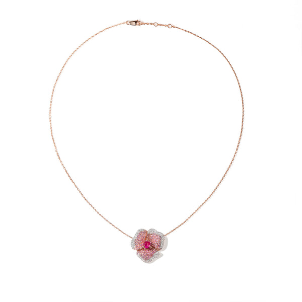 Bloom Medium Flower Light Pink Sapphire Necklace in Rose Gold – AS29
