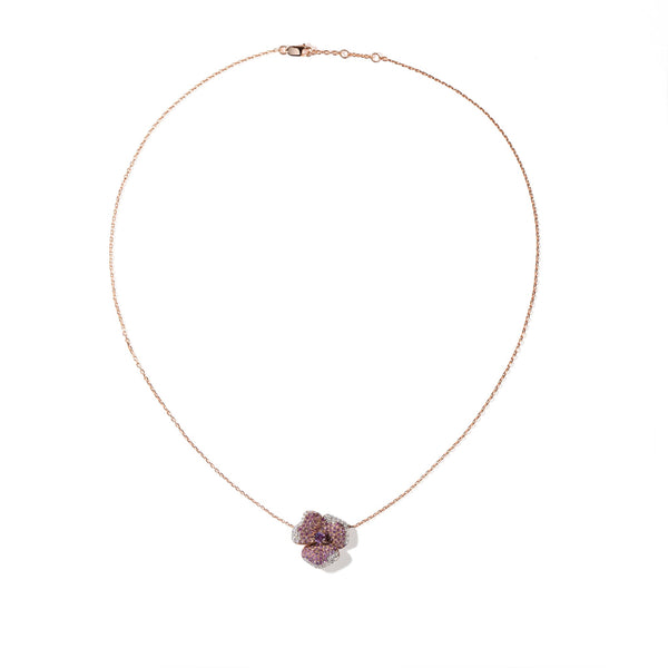 Bloom Small Flower Amethyst Necklace in Rose Gold