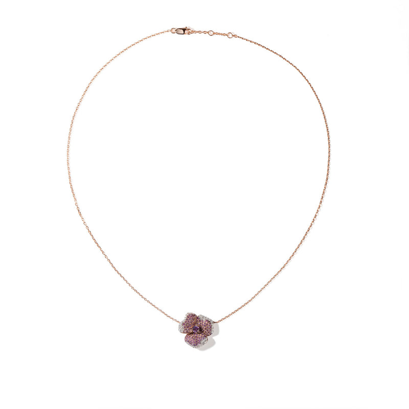 Bloom Small Flower Amethyst Necklace in Rose Gold