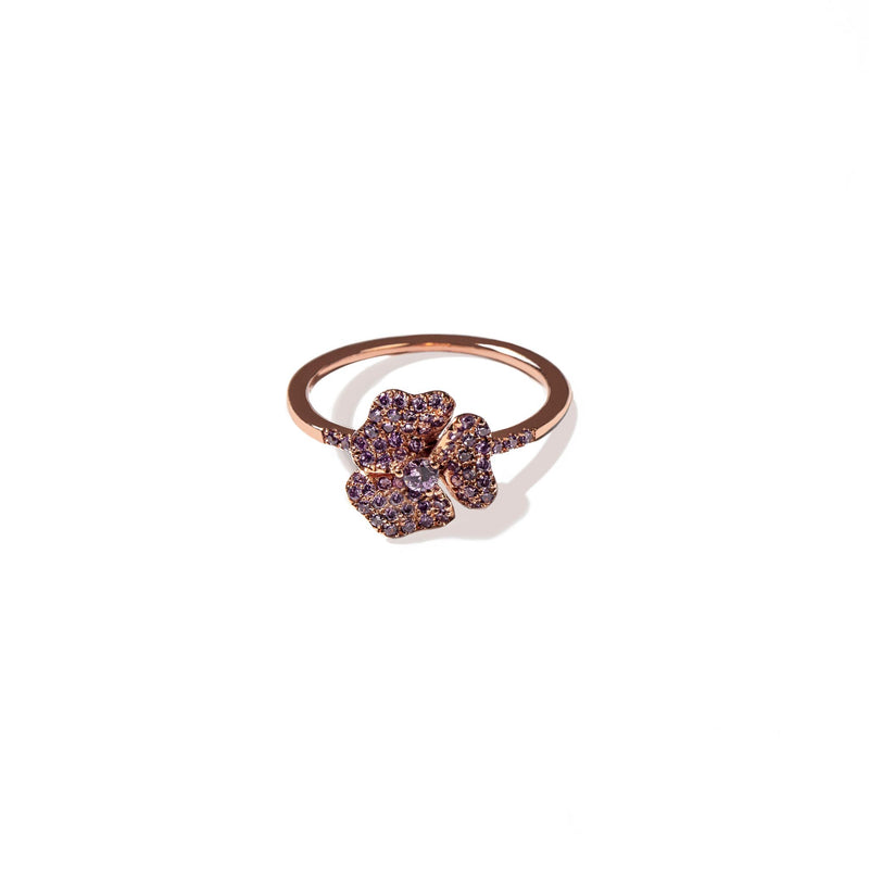 Bloom Mini Flower Amethyst Ring with Rose Gold