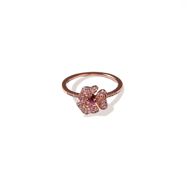 Bloom Mini Flower Light Pink Sapphire Ring with Rose Gold