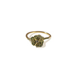 Bloom Mini Flower Green Diamond Ring in Yellow Gold