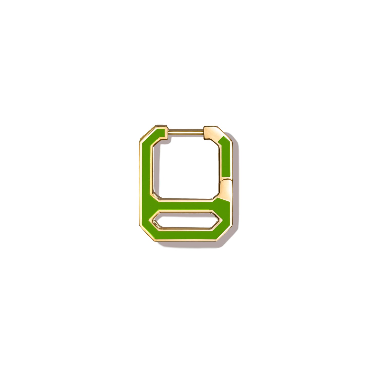 DNA Fern Green Enamel Single Earring  in Yellow Gold