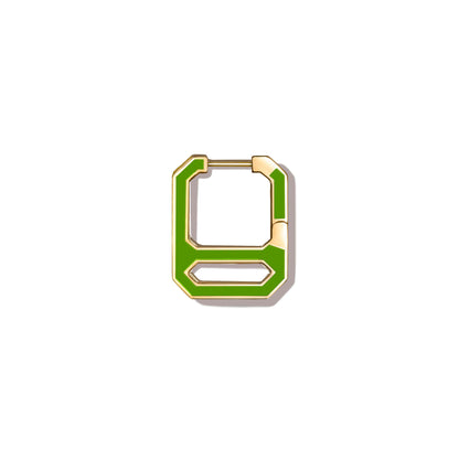 DNA Fern Green Enamel Single Earring  in Yellow Gold