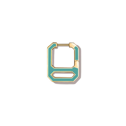 DNA Tropical Green Enamel Single Earring  in Yellow Gold