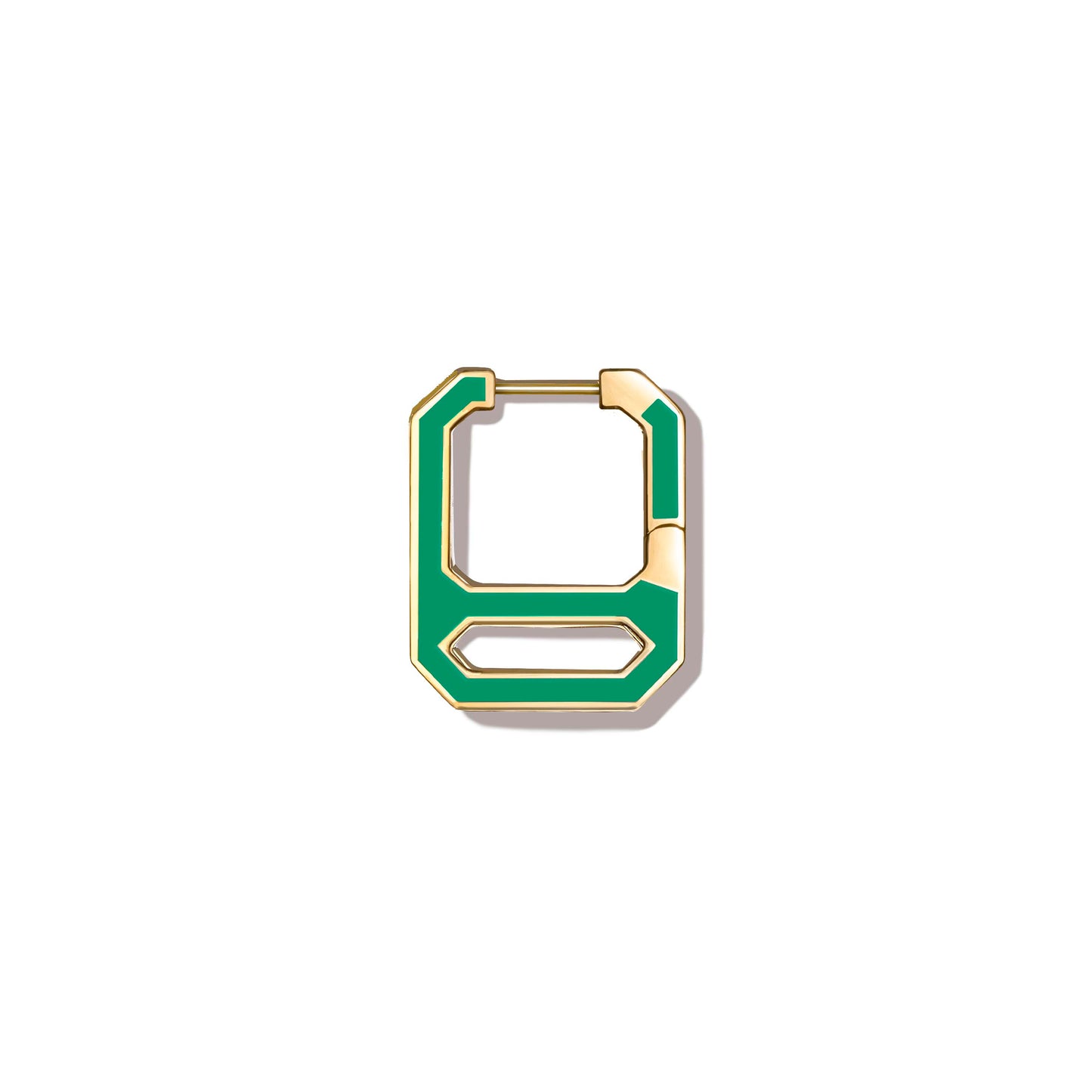 DNA Pepper Green Enamel Single Earring  in Yellow Gold