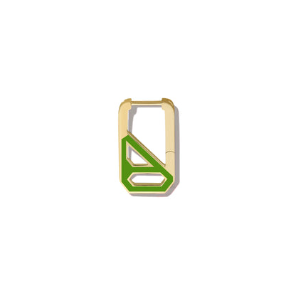 DNA Fern Green Enamel Rectangle Single Earring