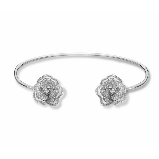 Bloom Mini Flower Halo Diamond Bangle in White Gold