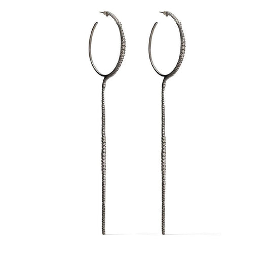 Icicle Long Diamond Hoop Earrings