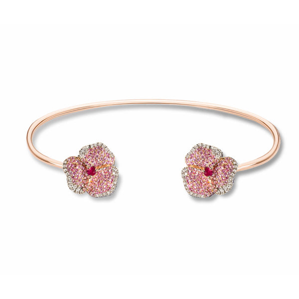 Bloom Small Flower Light Pink Sapphire Bangle in Rose Gold