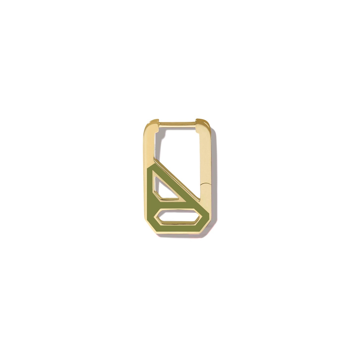 DNA Moss Green Enamel Rectangle Single Earring
