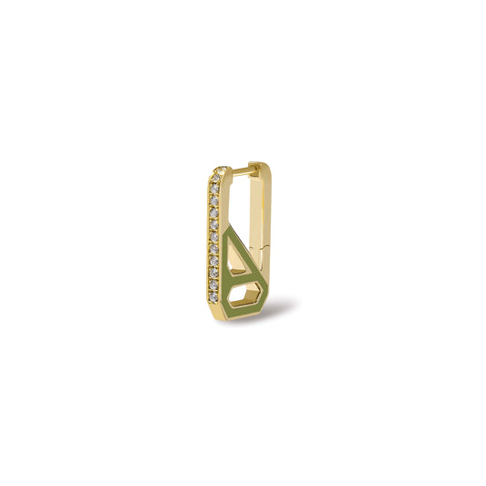 DNA Moss Green Enamel Rectangle Single Earring