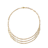 Paperclip Triple Chain Necklace in 18K Gold