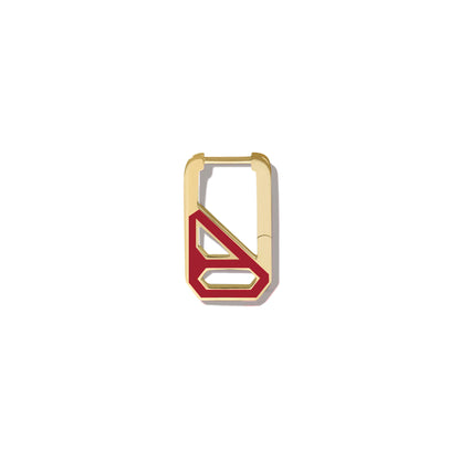 DNA Tango Red Enamel Rectangle Single Earring
